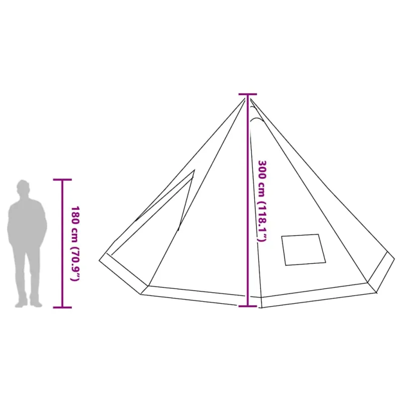 Tipi palapinė su stogu Žalia 560 x 560 x 300 cm tafta