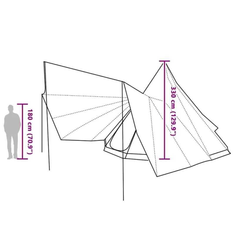 Tipi palapinė su stogu Žalia 510 x 690 x 330 cm tafta