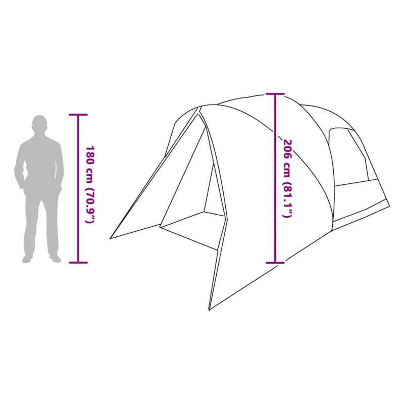 Dome palapinė 6 asmenims su stogu Žalia 500 x 314 x 206 cm