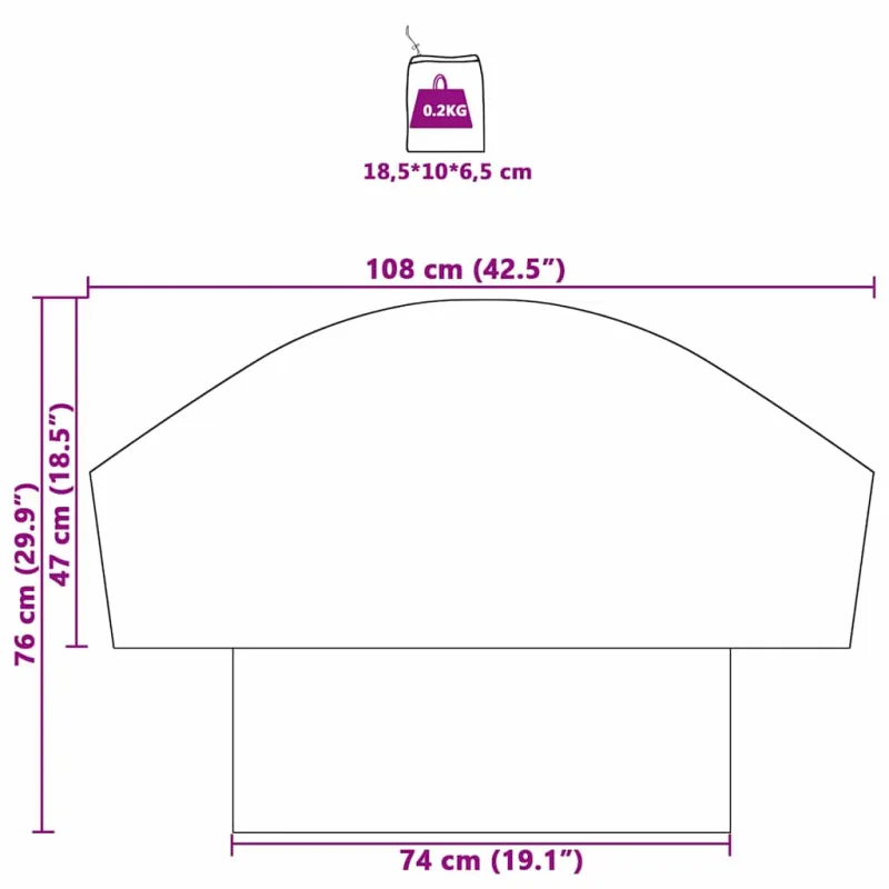 Rato gaubtas Juoda ir mėlyna 108 x 76 cm Oksfordas