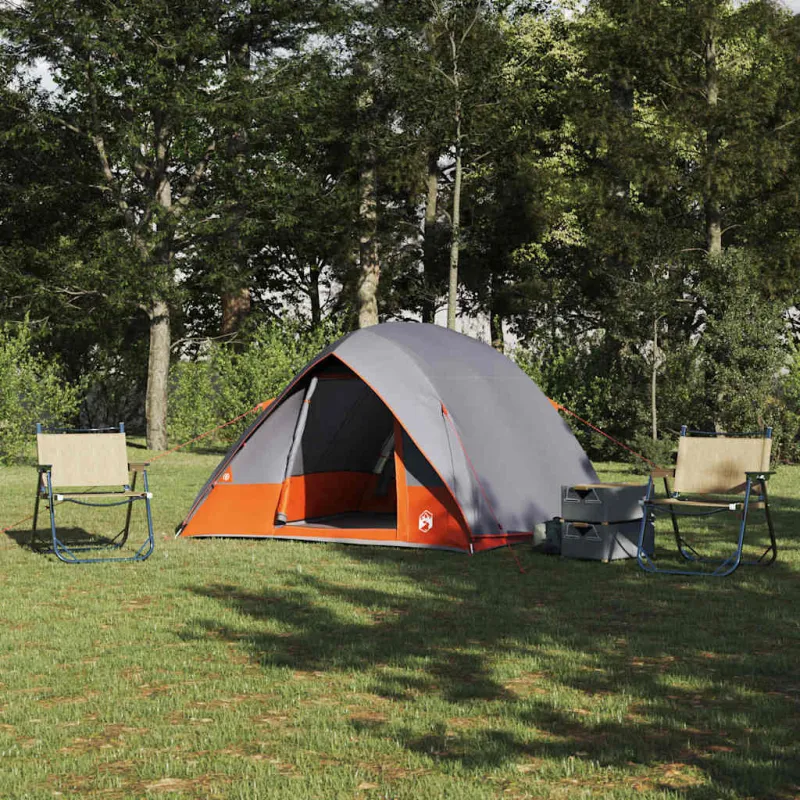 Kempingo palapinė Pilka ir oranžinė 320 x 275 x 190 cm tafta