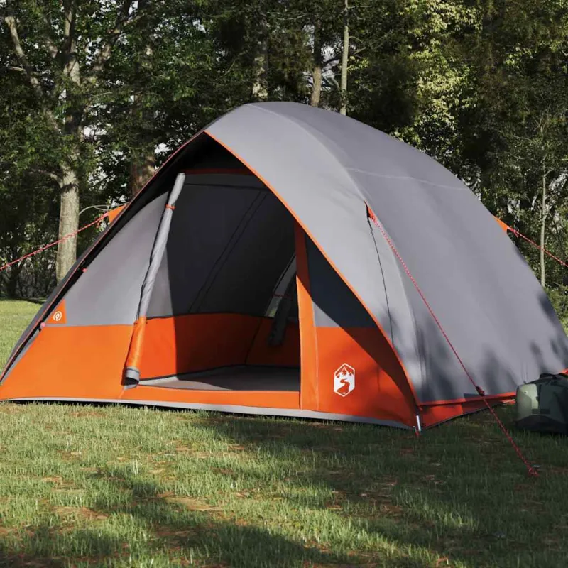 Kempingo palapinė Pilka ir oranžinė 320 x 275 x 190 cm tafta