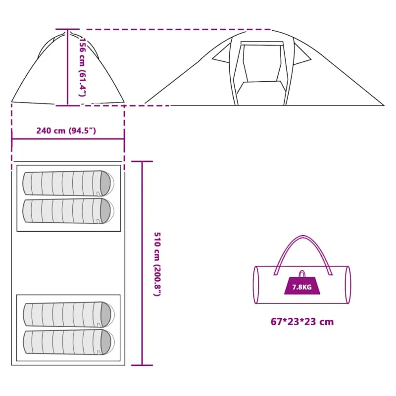 Tunelinė palapinė Pilka ir oranžinė 510 x 240 x 156 cm tafta