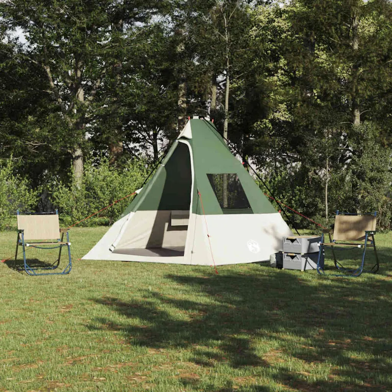 Tipi palapinė su stogu Žalia 383 x 338 x 217 cm tafta
