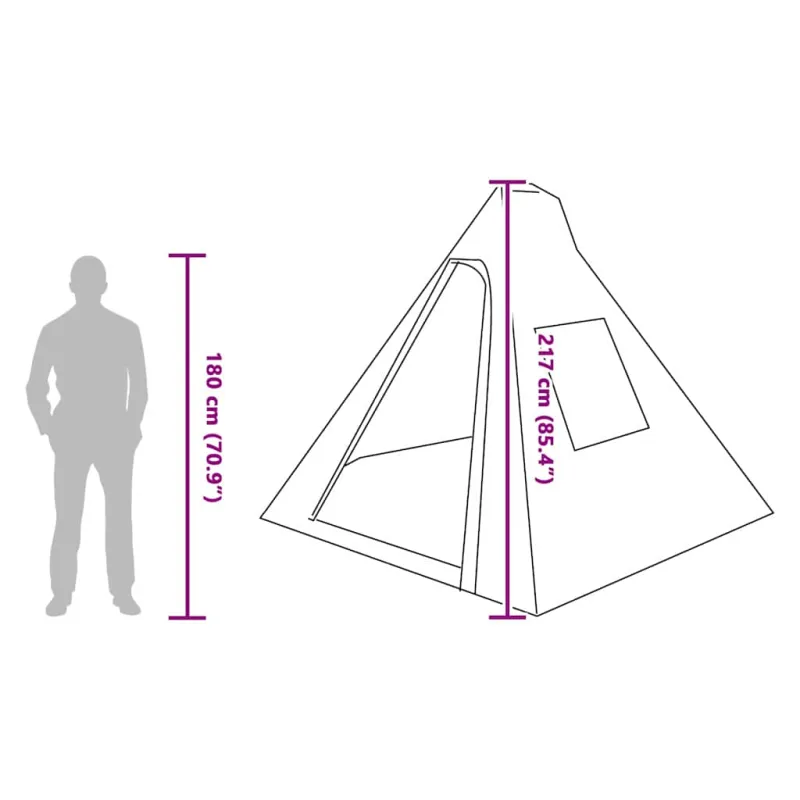 Tipi palapinė su stogu Mėlyna 383 x 338 x 217 cm tafta