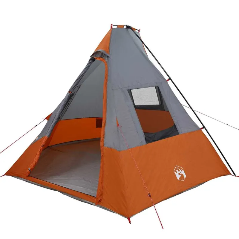 Tipi palapinė Pilka ir oranžinė 383 x 338 x 217 cm tafta