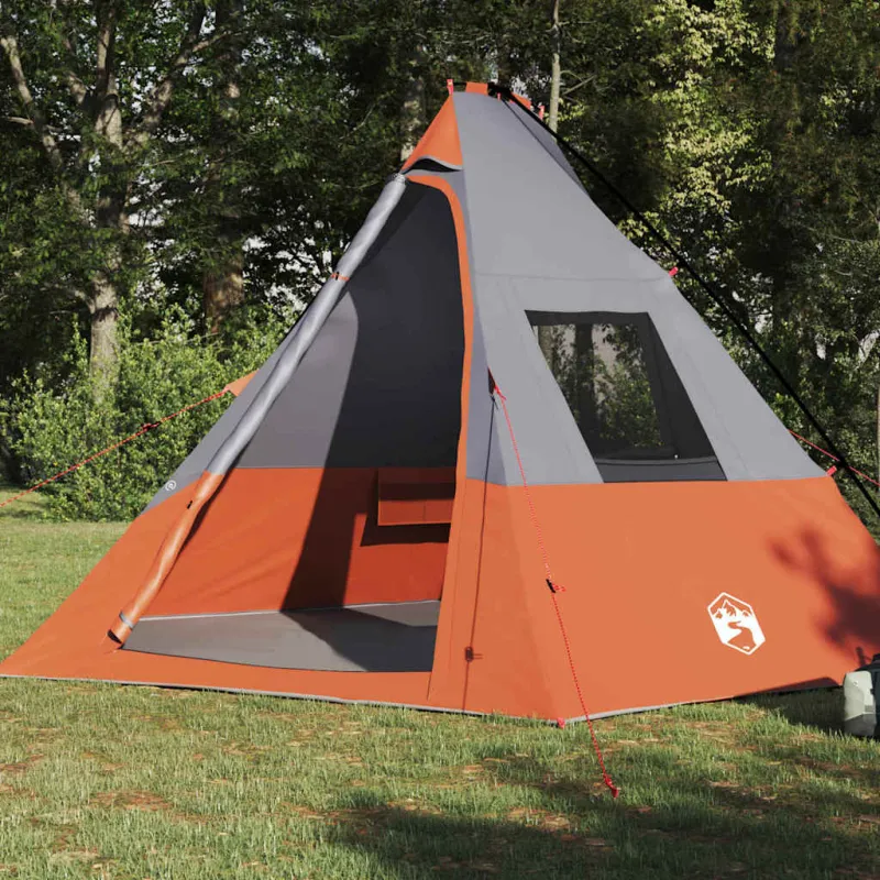 Tipi palapinė Pilka ir oranžinė 383 x 338 x 217 cm tafta