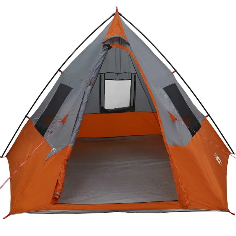 Tipi palapinė Pilka ir oranžinė 383 x 338 x 217 cm tafta