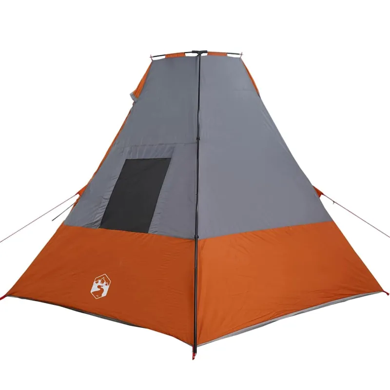 Tipi palapinė Pilka ir oranžinė 383 x 338 x 217 cm tafta