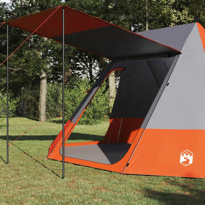 Kempingo palapinė Pilka ir oranžinė 482 x 360 x 227 cm tafta