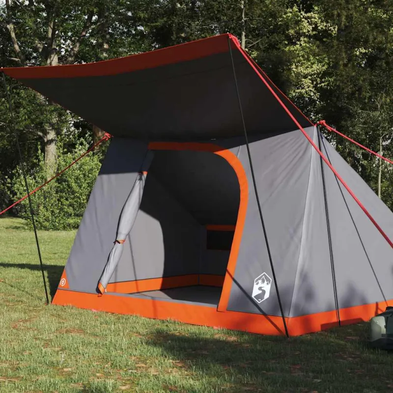 Kempingo palapinė Pilka ir oranžinė 223 x 163 x 130 cm tafta