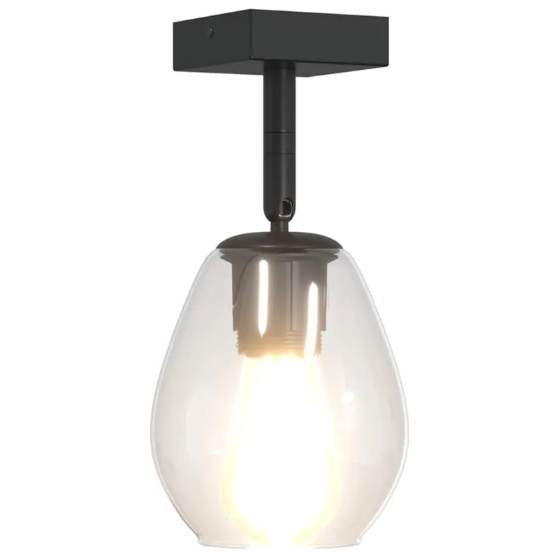 Lubų prožektorius Juoda 13 x 13 x 26 cm Stiklas ir metalas