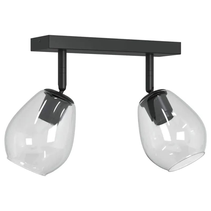 Lubų prožektorius Juoda 33 x 13 x 26 cm Stiklas ir metalas