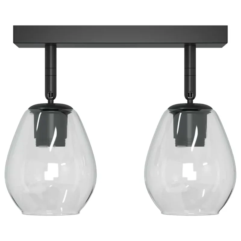Lubų prožektorius Juoda 33 x 13 x 26 cm Stiklas ir metalas