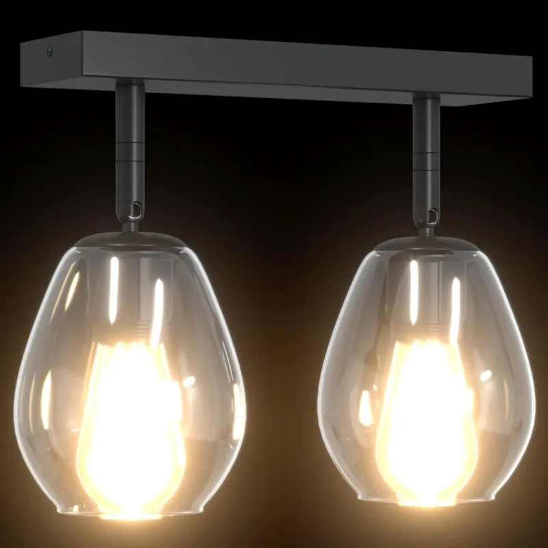 Lubų prožektorius Juoda 33 x 13 x 26 cm Stiklas ir metalas