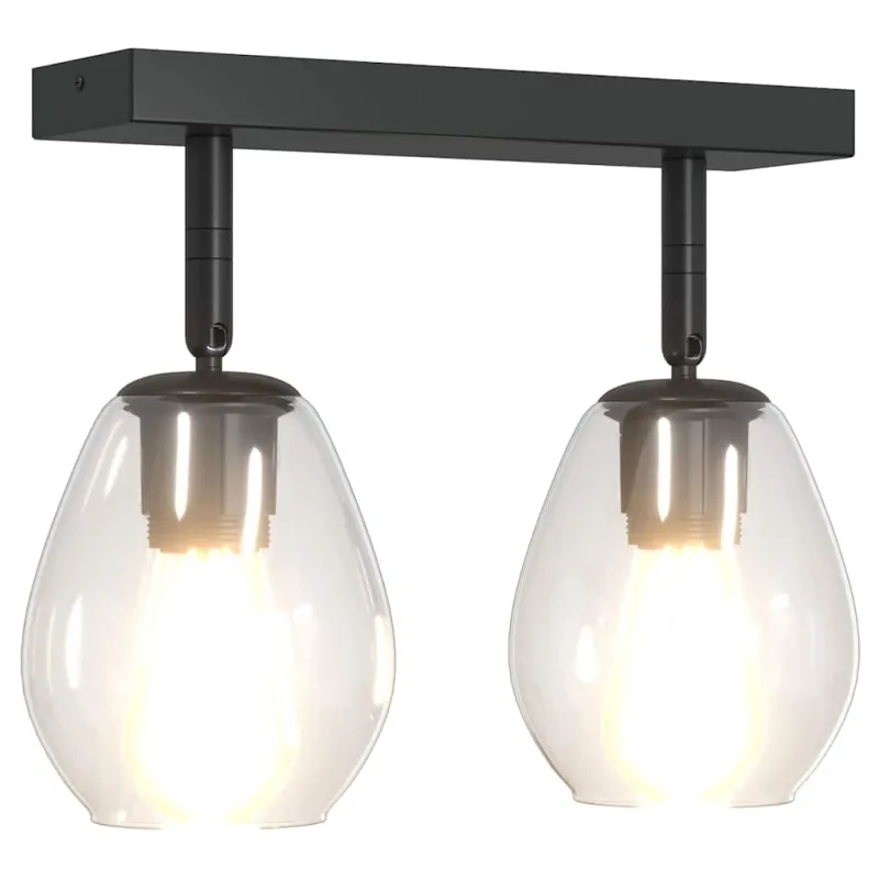 Lubų prožektorius Juoda 33 x 13 x 26 cm Stiklas ir metalas