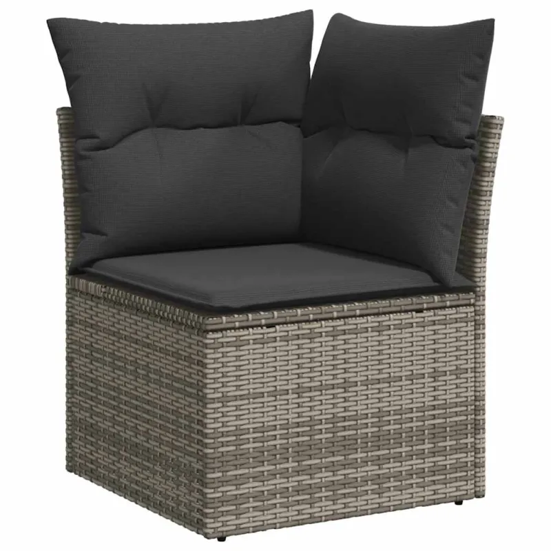 Sofos kompletti setti, 9 osaa, harmaa, polyrattana, sisältää tyynyt