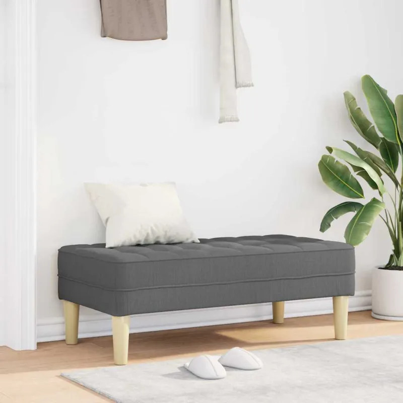 suoliukas su pagalve Tamsiai pilka 113 x 57 x 39 cm audinys