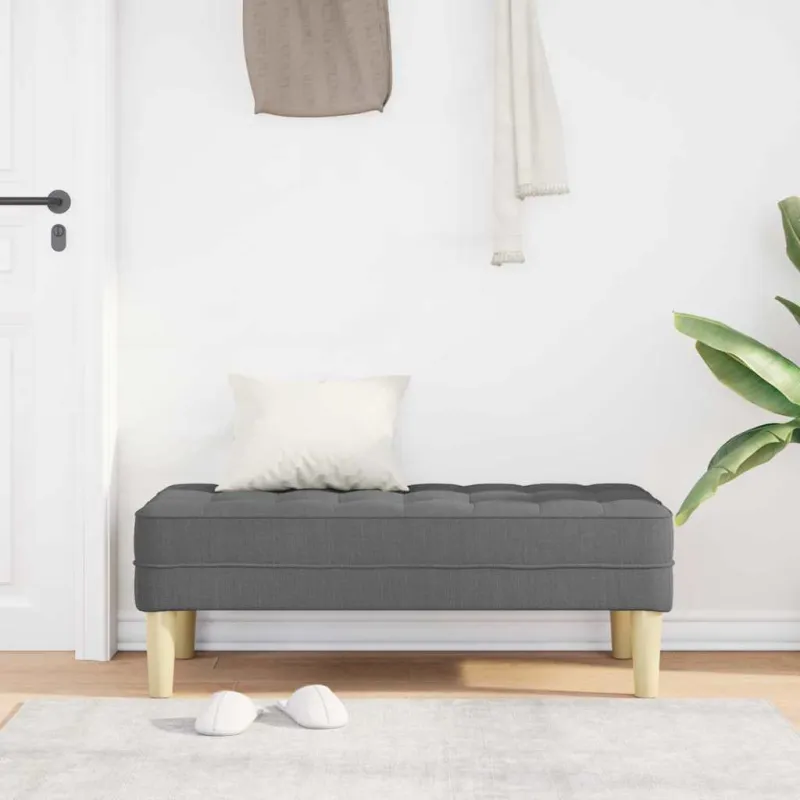 suoliukas su pagalve Tamsiai pilka 113 x 57 x 39 cm audinys