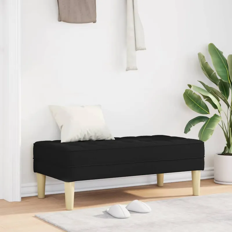 suoliukas su pagalve Juoda 113 x 57 x 39 cm audinys