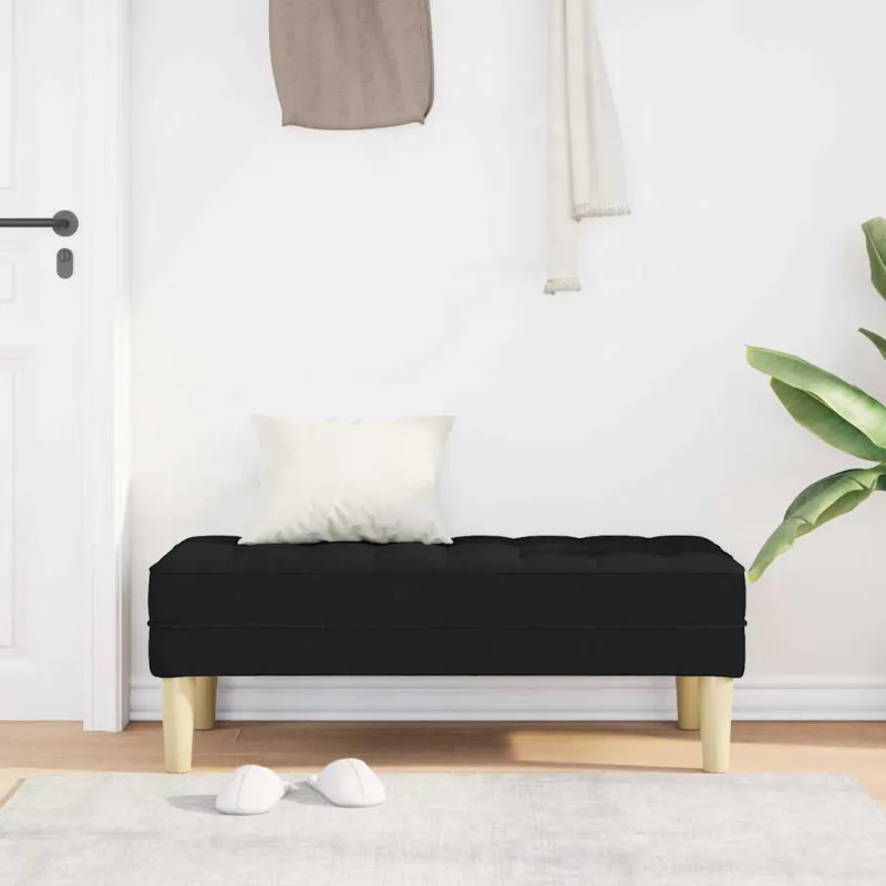 suoliukas su pagalve Juoda 113 x 57 x 39 cm audinys