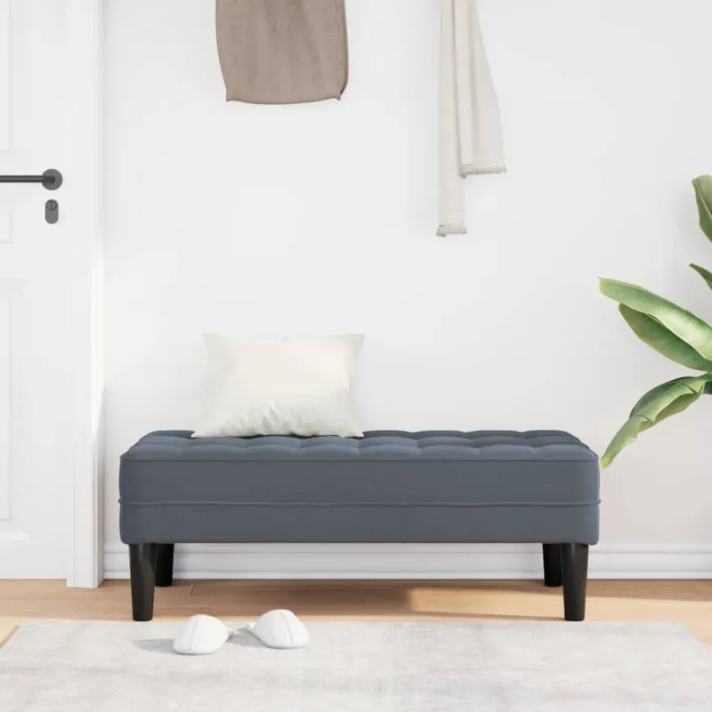 suoliukas su pagalve Tamsiai pilka 113 x 57 x 39 cm Aksomas