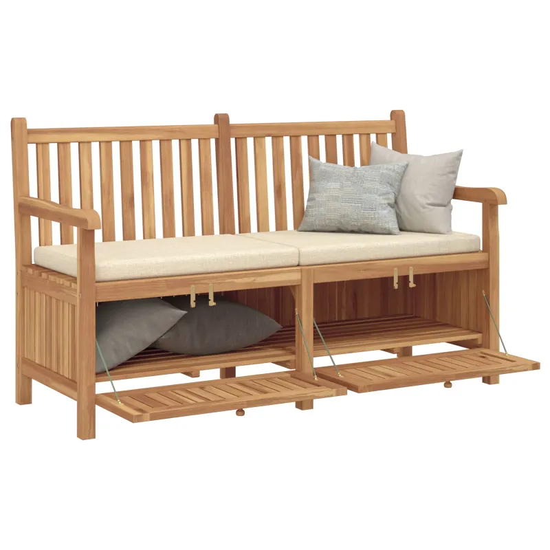 Sodo suolas su saugykla 150 x 60 x 90 cm Kieto teka medžio