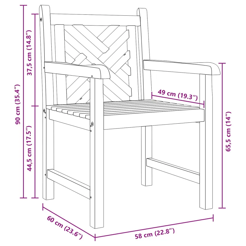 Sodo Kėdė 2 pcs 60 x 58 x 90 cm Kieto teka medžio