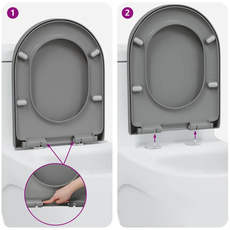 Tualeto sėdynė Pilka 49 x 36 x 4 cm Duroplastas