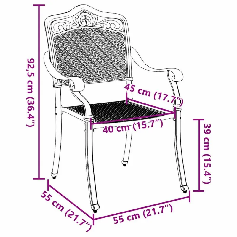 Sodo Kėdė 2 pcs Bronzinė 55 x 55 x 92,5cm Aliuminis