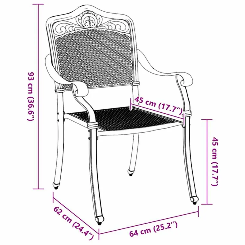 Sodo Kėdė 2 pcs Žalia 64 x 62 x 93cm Aliuminis
