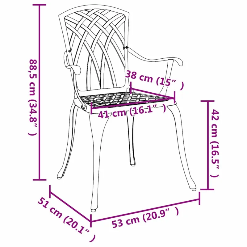 Sodo Kėdė 2 pcs Balta 53 x 51 x 88,5cm Aliuminis