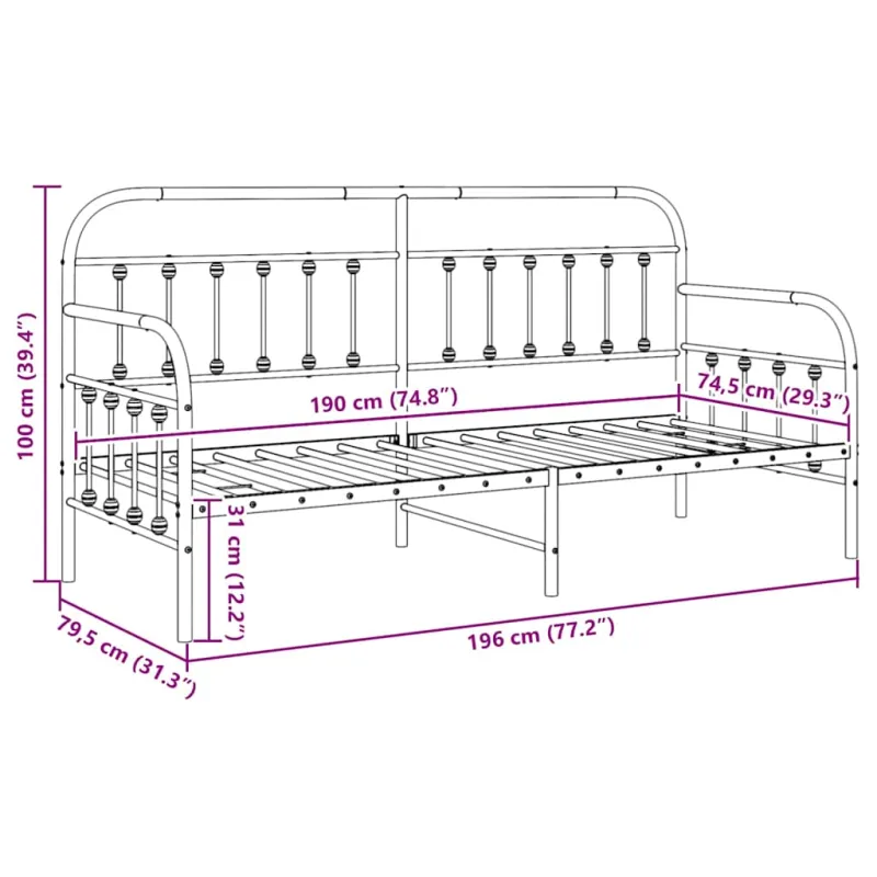 Dienos lovos rėmas Juoda 75 x 190 cm