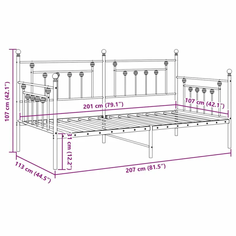 Dienos lovos rėmas Juoda 107 x 203 cm Plienas