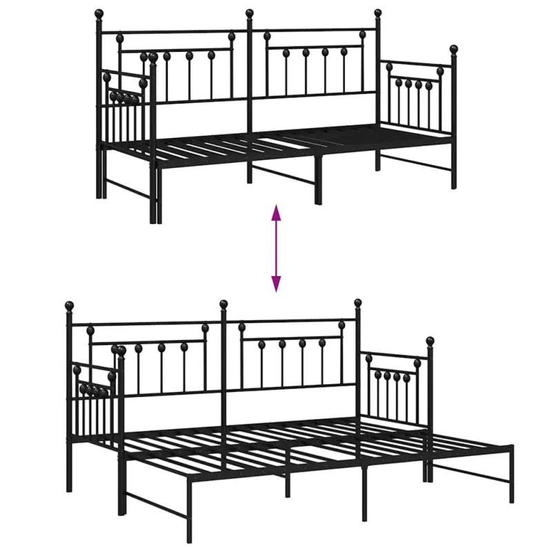 Dienos lovos rėmas Juoda 75 x 190 cm Plienas