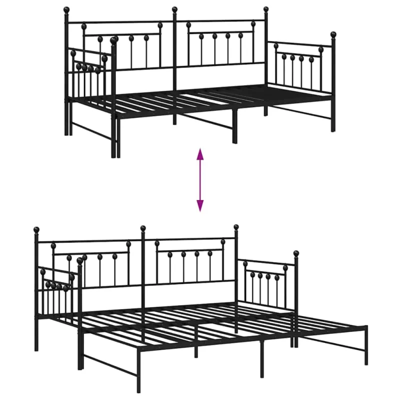 Dienos lovos rėmas Juoda 90 x 190 cm Plienas