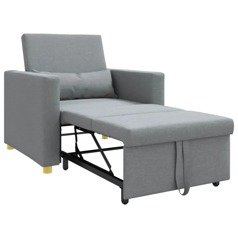 Ištraukiamas sofa-lova vienvietis Šviesiai pilka audinys