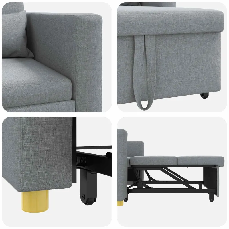 Ištraukiamas sofa-lova vienvietis Šviesiai pilka audinys