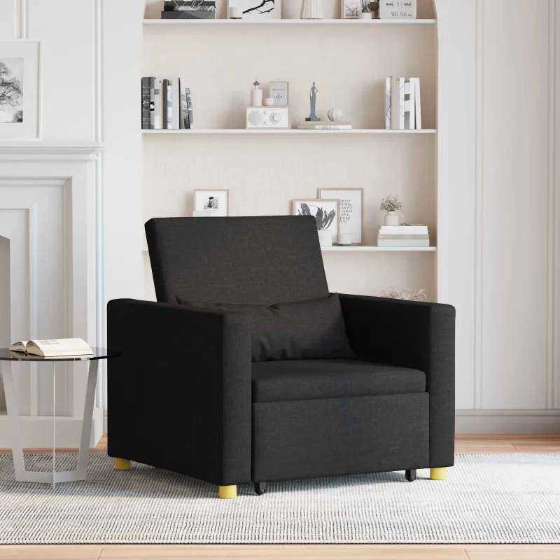 Ištraukiamas sofa-lova vienvietis Juoda 90 x 165 x 87 cm
