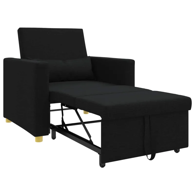 Ištraukiamas sofa-lova vienvietis Juoda 90 x 165 x 87 cm