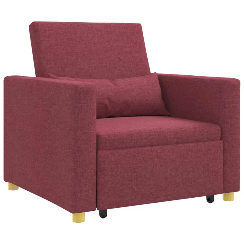 Ištraukiamas sofa-lova vienvietis Vyno raudonumo audinys