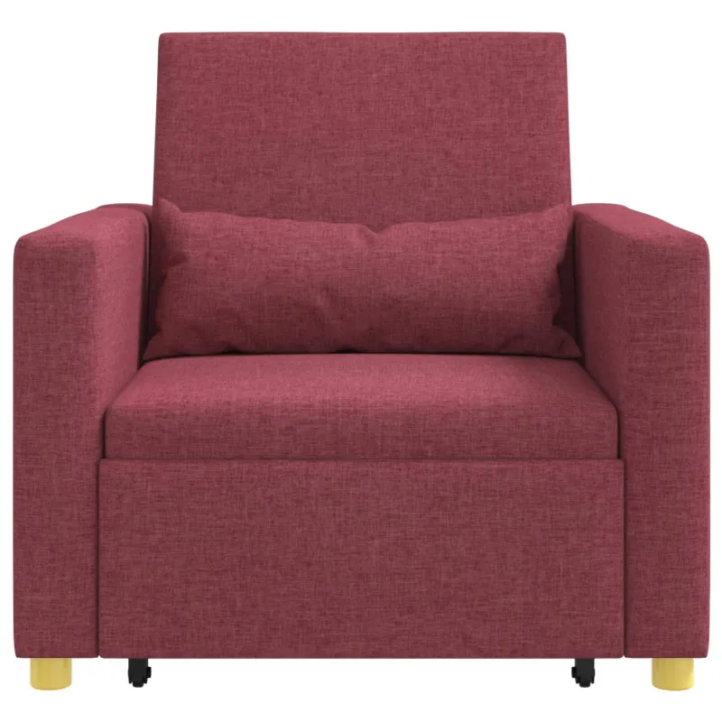Ištraukiamas sofa-lova vienvietis Vyno raudonumo audinys