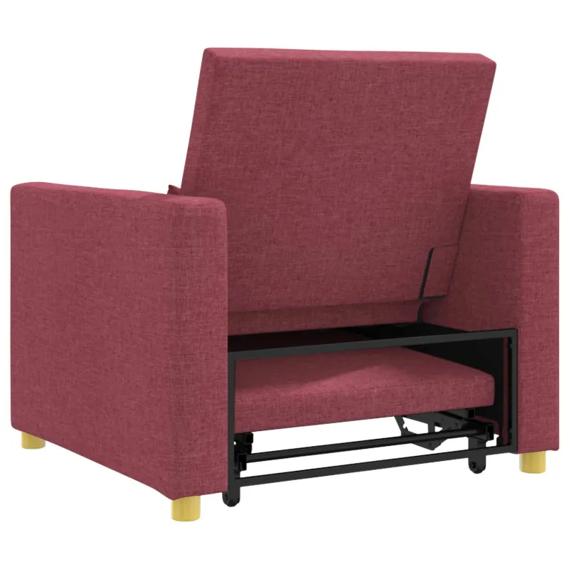 Ištraukiamas sofa-lova vienvietis Vyno raudonumo audinys