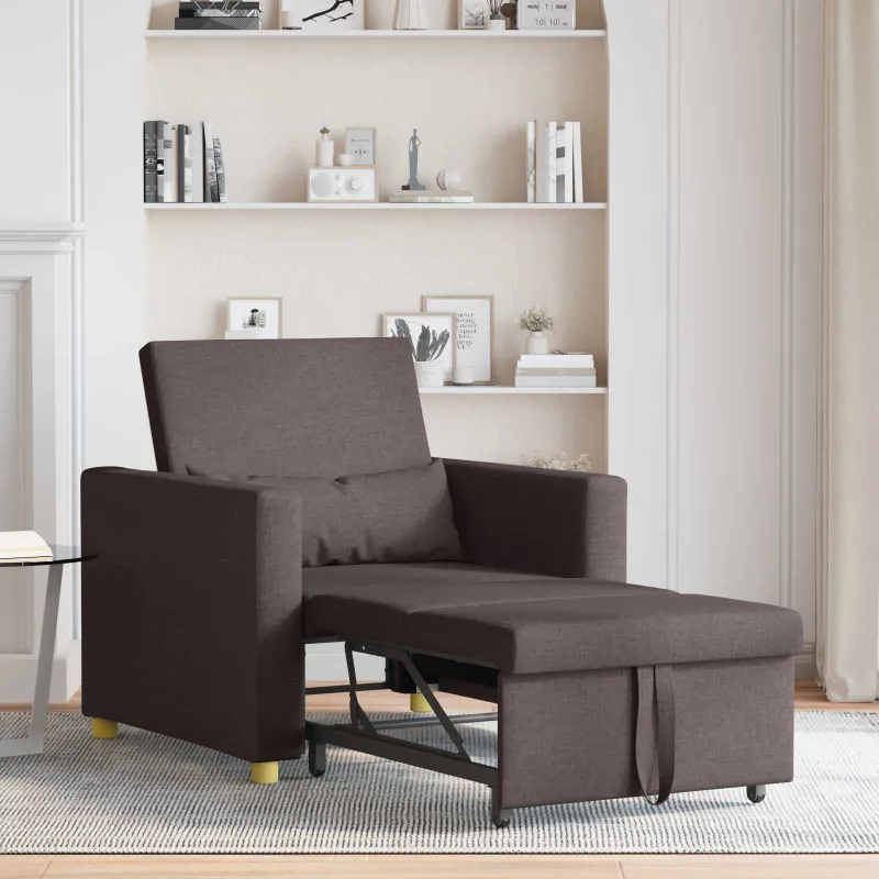 Ištraukiamas sofa-lova vienvietis Tamsiai ruda 90 x 165 x 87 cm