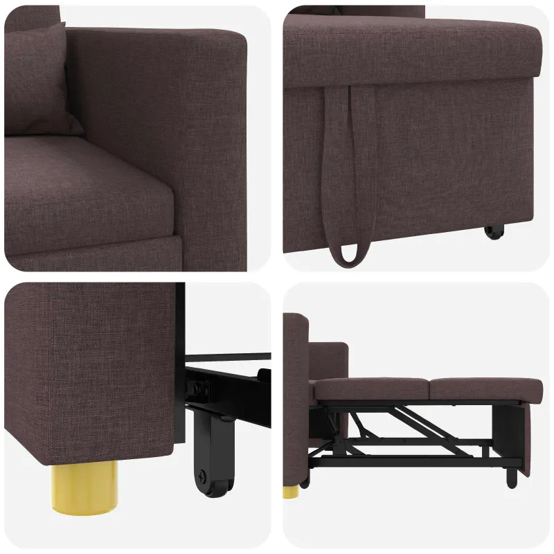 Ištraukiamas sofa-lova vienvietis Tamsiai ruda 90 x 165 x 87 cm