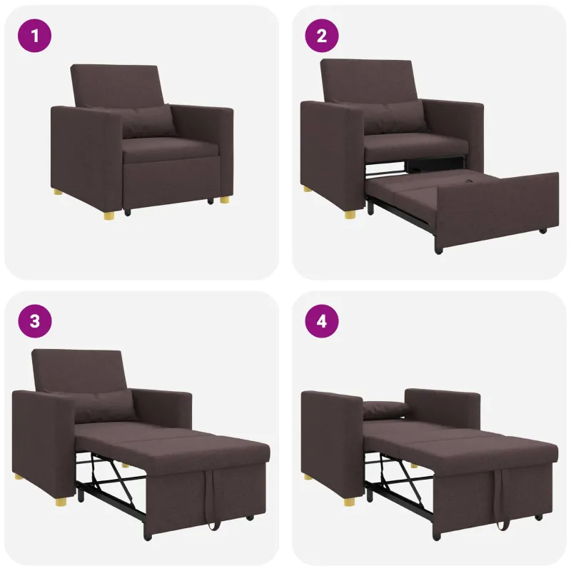 Ištraukiamas sofa-lova vienvietis Tamsiai ruda 90 x 165 x 87 cm