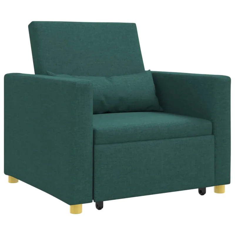 Ištraukiamas sofa-lova vienvietis su ratu Tamsiai žalia audinys