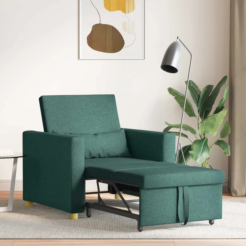 Ištraukiamas sofa-lova vienvietis su ratu Tamsiai žalia audinys