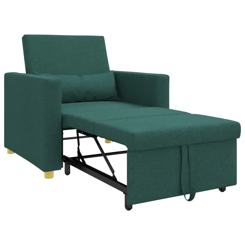 Ištraukiamas sofa-lova vienvietis su ratu Tamsiai žalia audinys