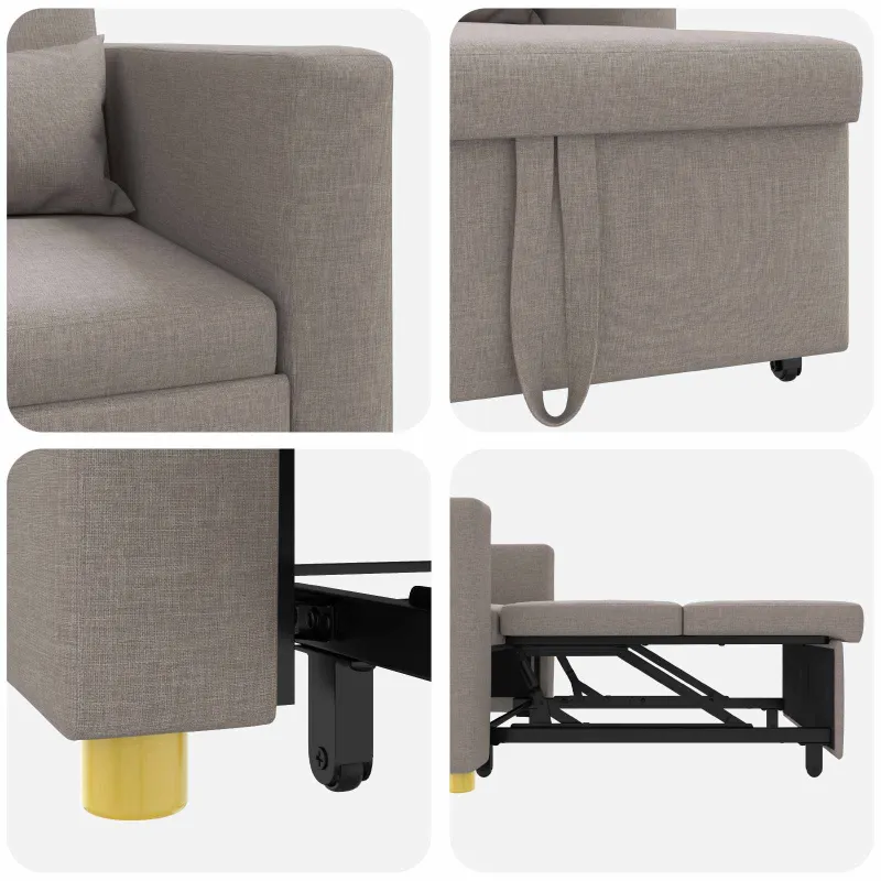 Ištraukiamas sofa-lova vienvietis Taupe 90 x 165 x 87 cm